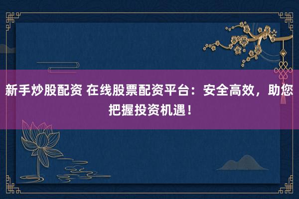 新手炒股配资 在线股票配资平台：安全高效，助您把握投资机遇！