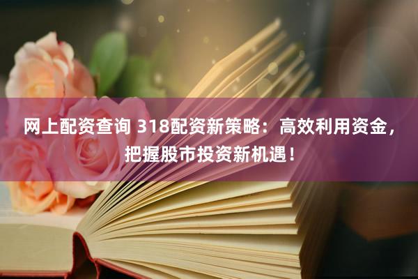 网上配资查询 318配资新策略：高效利用资金，把握股市投资新机遇！