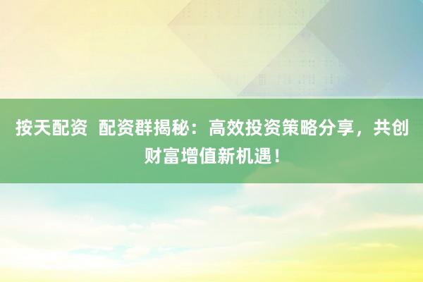 按天配资  配资群揭秘：高效投资策略分享，共创财富增值新机遇！
