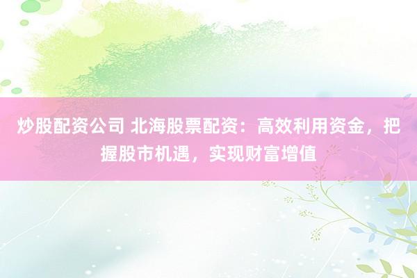炒股配资公司 北海股票配资：高效利用资金，把握股市机遇，实现财富增值