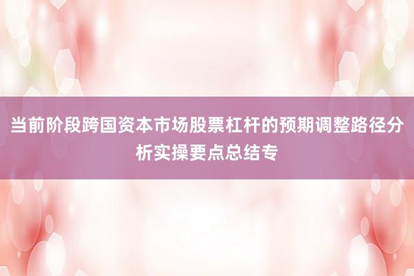当前阶段跨国资本市场股票杠杆的预期调整路径分析实操要点总结专