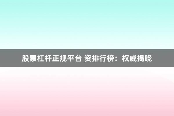 股票杠杆正规平台 资排行榜：权威揭晓