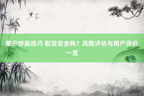 散户炒股技巧 配资安全吗？风险评估与用户评价一览