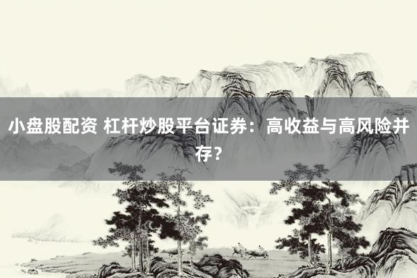 小盘股配资 杠杆炒股平台证券：高收益与高风险并存？