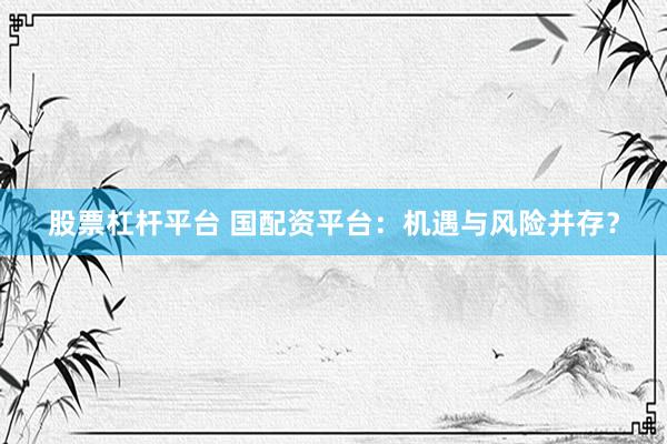 股票杠杆平台 国配资平台：机遇与风险并存？